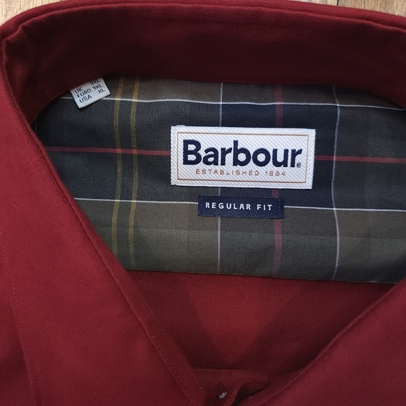 Barbour Mens Regular Fit Button Down Shirt Size XL NEW Stonebridge Rich Red - Picture 3 of 9